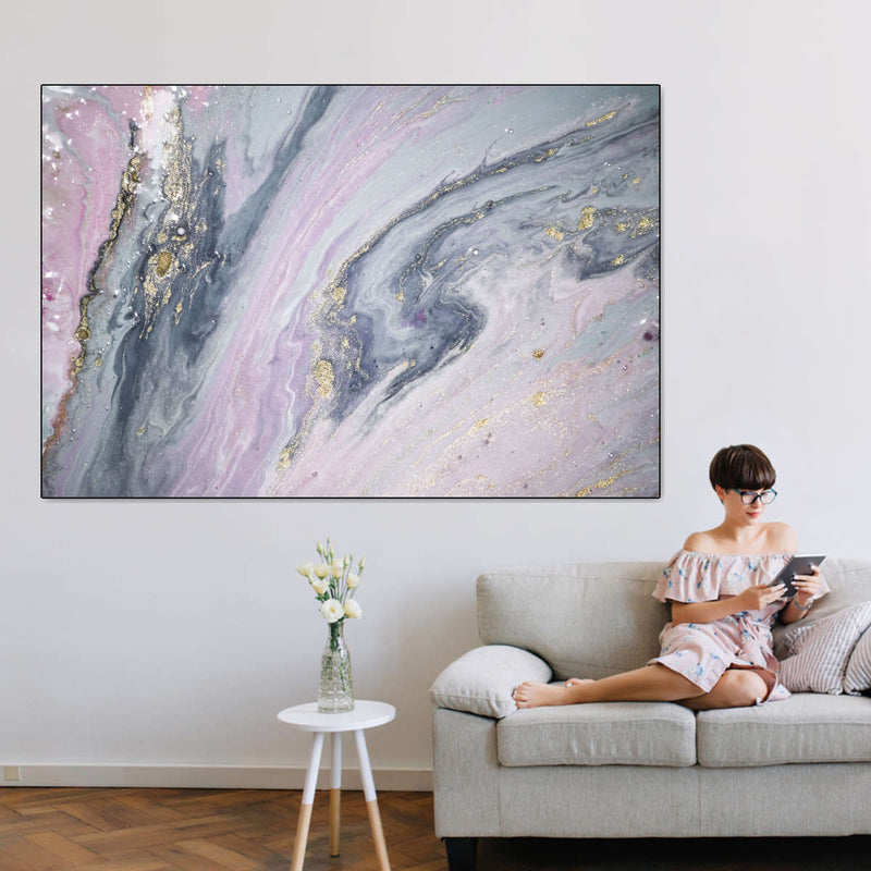 Pink And Grey Abstract Wall Art