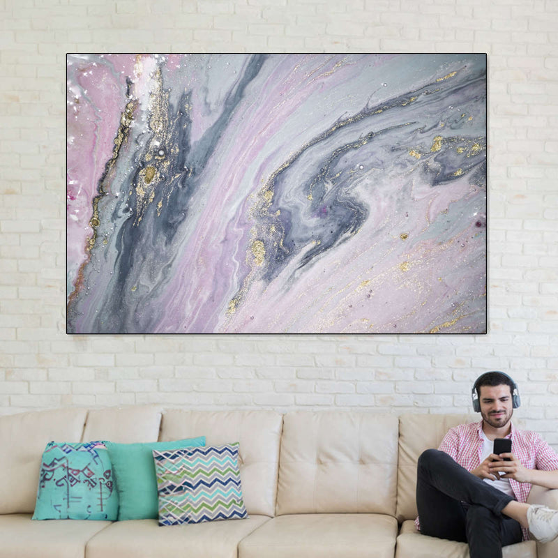 Pink And Grey Abstract Wall Art