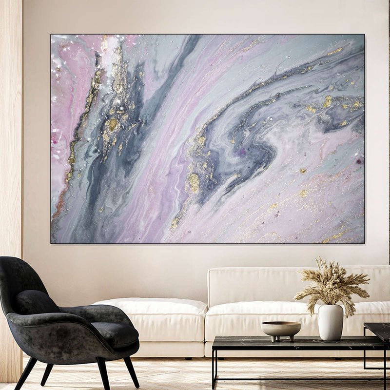 Pink And Grey Abstract Wall Art