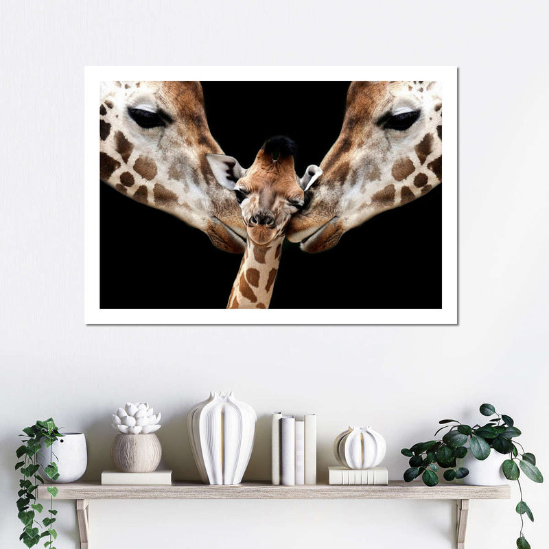 Happy Giraffe Family Wall Art