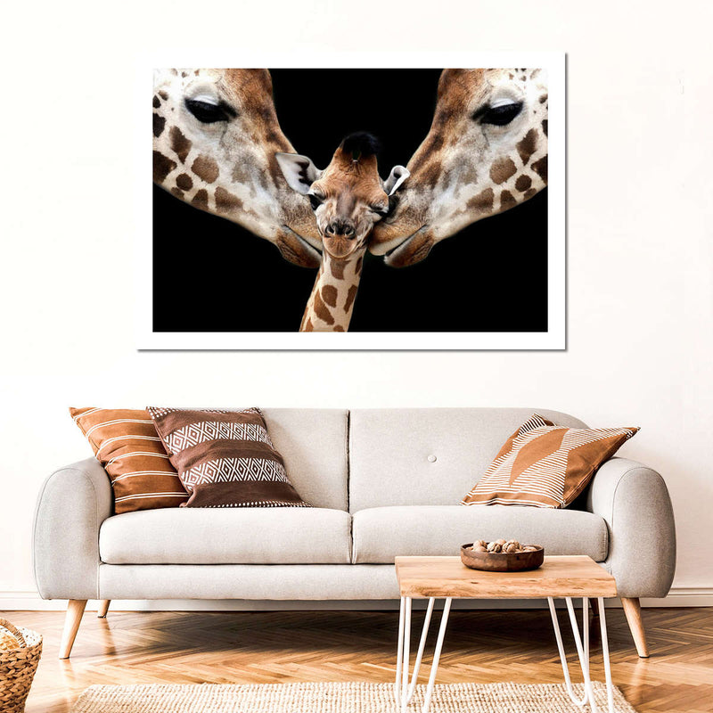 Happy Giraffe Family Wall Art
