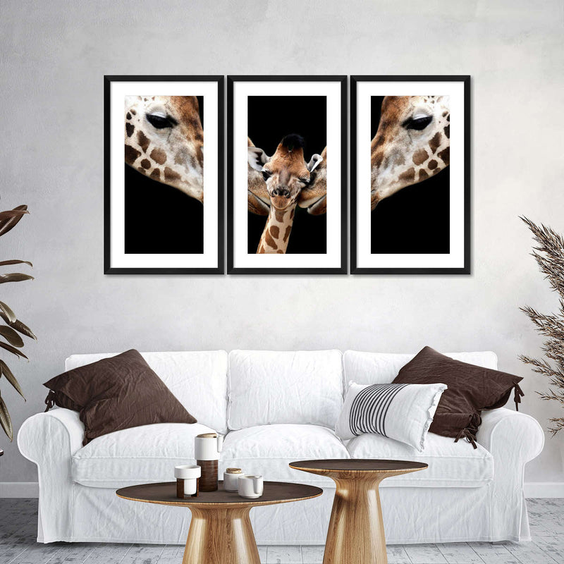 Happy Giraffe Family Wall Art