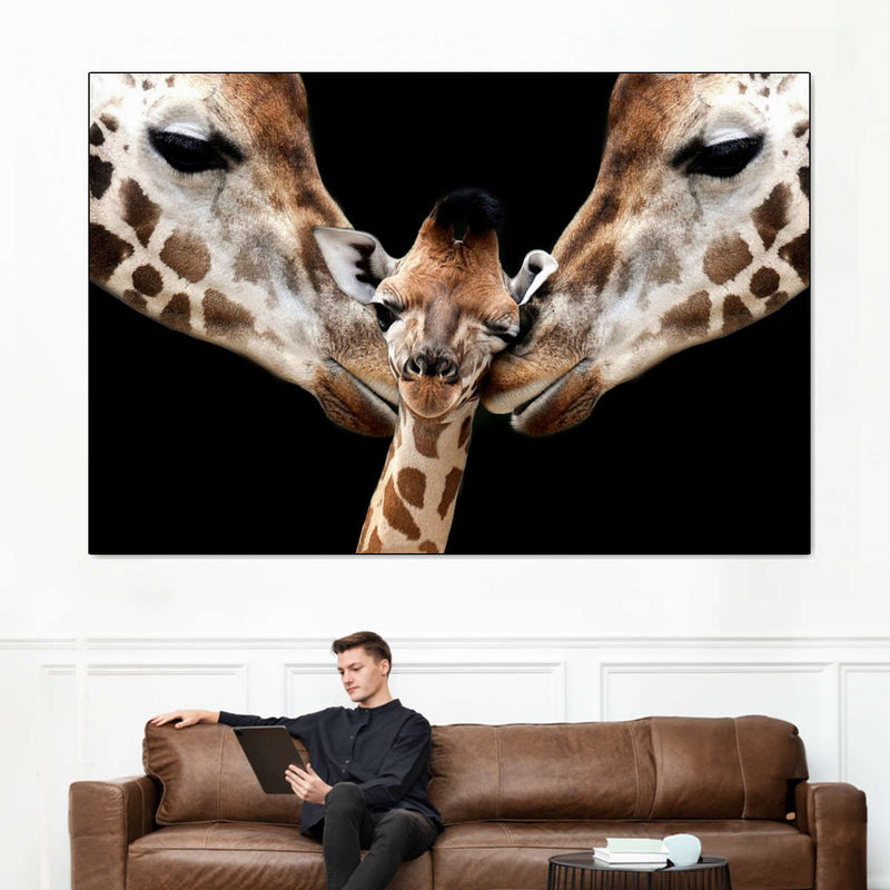 Happy Giraffe Family Wall Art
