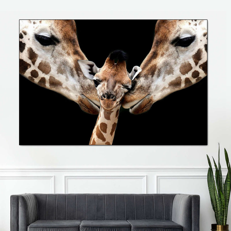 Happy Giraffe Family Wall Art