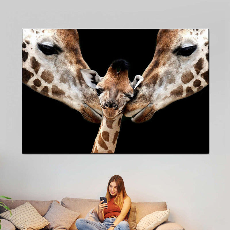 Happy Giraffe Family Wall Art