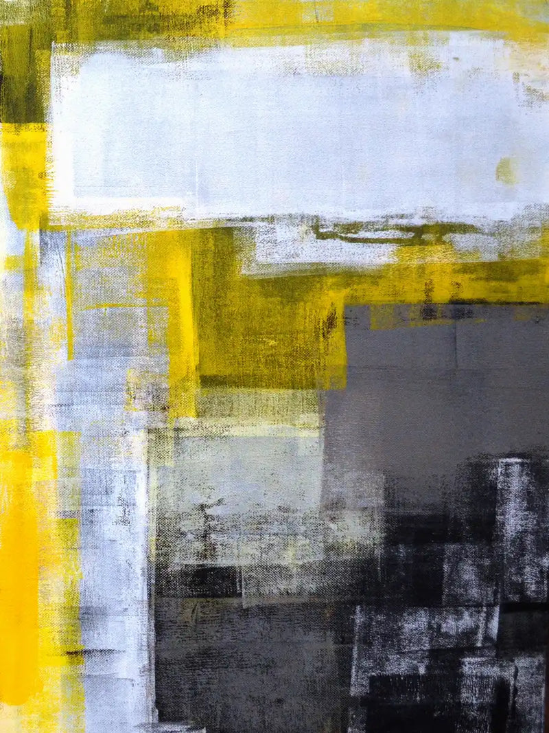 Yellow On Gray Abstract Wall Art