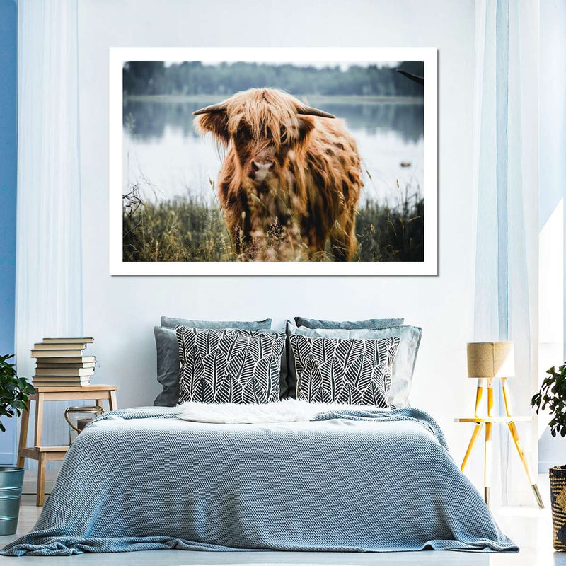 Lakeside Highland Cow Wall Art
