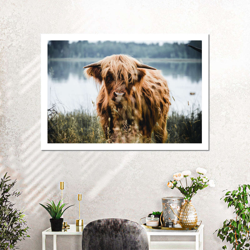 Lakeside Highland Cow Wall Art