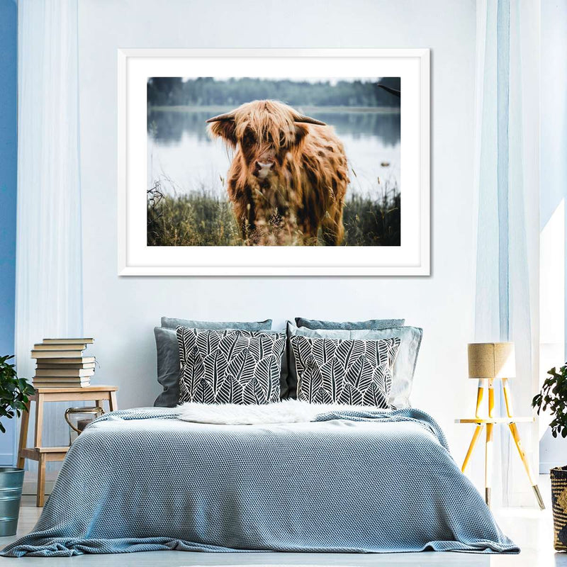 Lakeside Highland Cow Wall Art