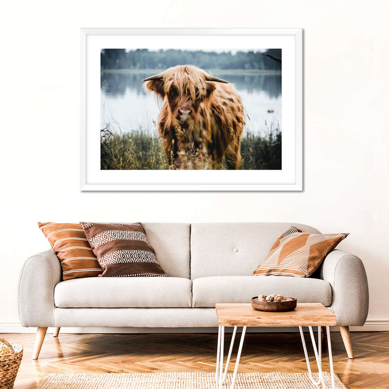 Lakeside Highland Cow Wall Art