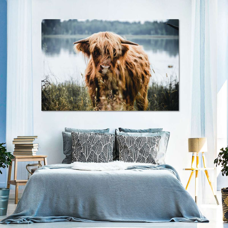 Lakeside Highland Cow Wall Art