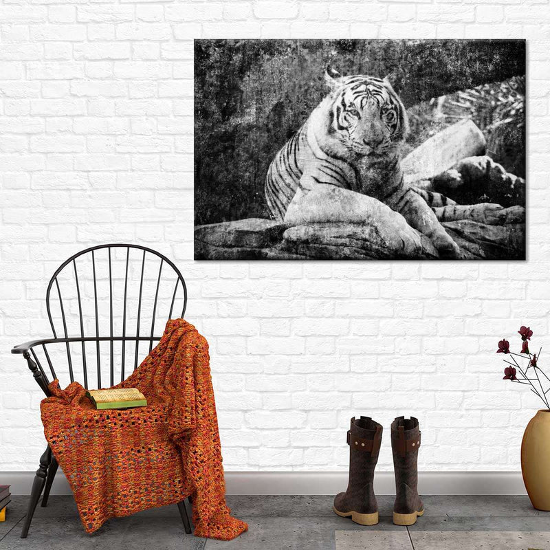 Textured White Tiger Wall Art