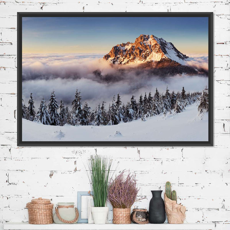 Snow Mountain Sunset Wall Art