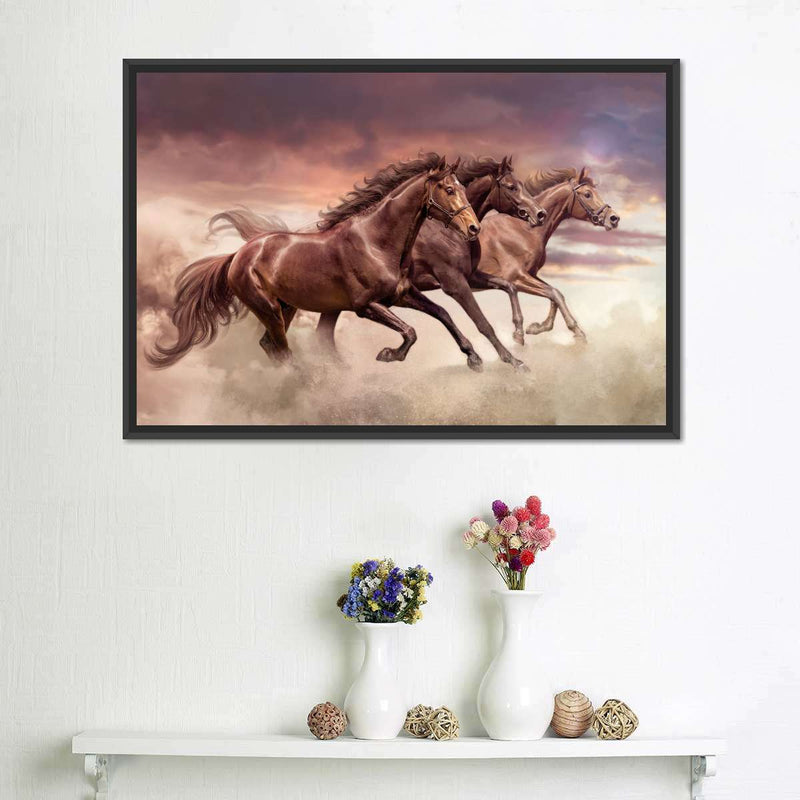 Three Running Horses Wall Art