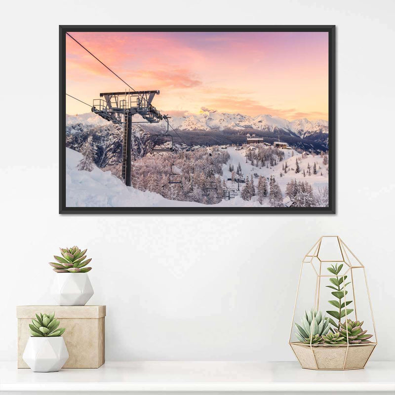 Skiing On Snowy Mountain Wall Art