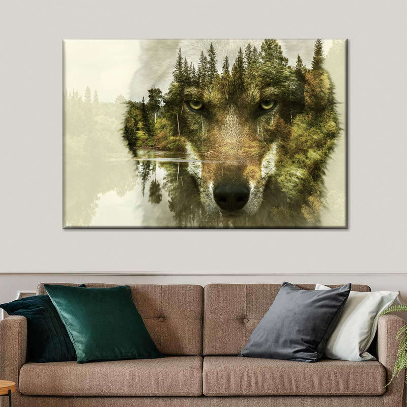 Wolf Head Silhouette Wall Art