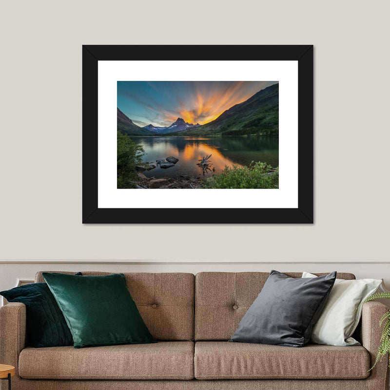 Swiftcurrent Sunset Lake Wall Art