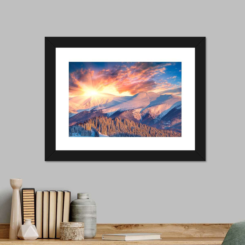 Snowy Mountain Sunrise Wall Art