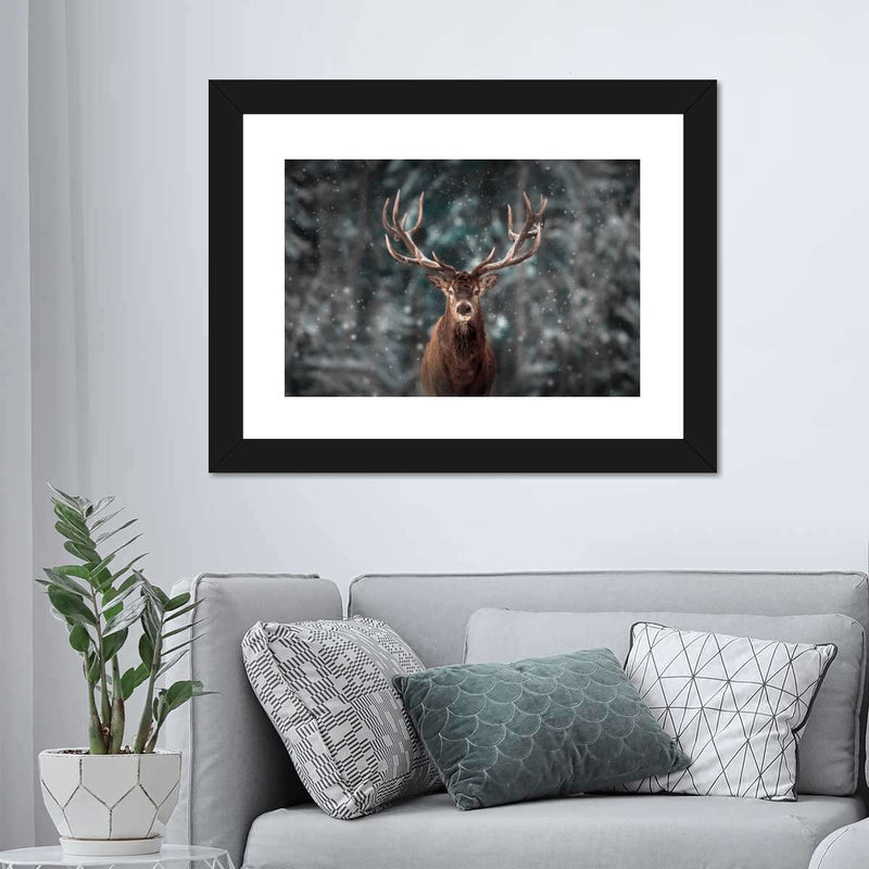 Snowy Noble Deer Wall Art