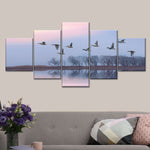Pink Sky Over Ducks Wall Art