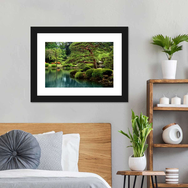 Zen Lakeside Bonsai Trees Wall Art