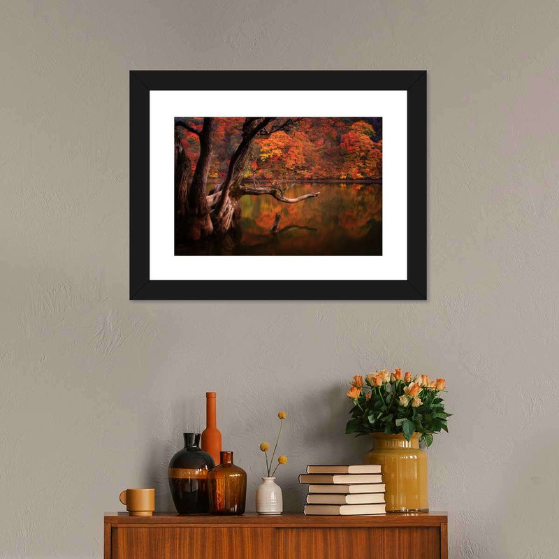 Orange Autumn Lake Wall Art