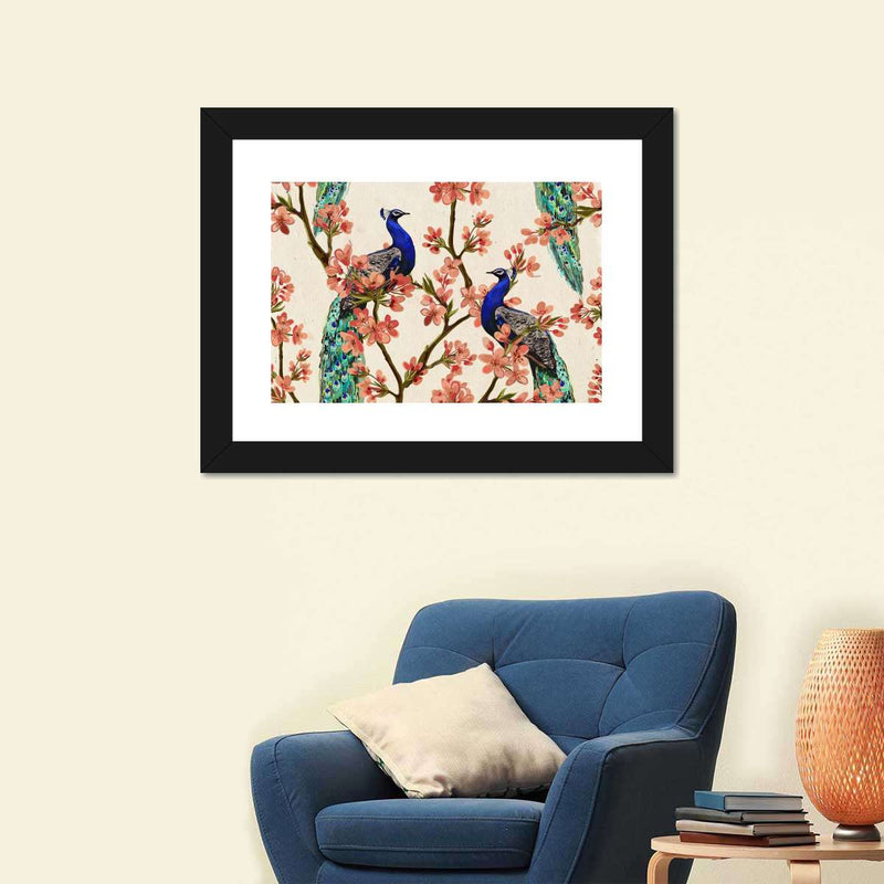 Royal Blue Peacocks Wall Art