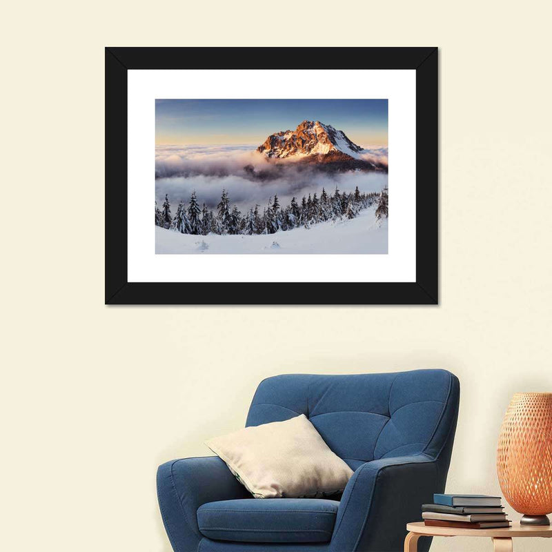 Snow Mountain Sunset Wall Art
