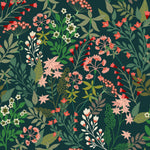 Green Wallpaper with Wildflowers
