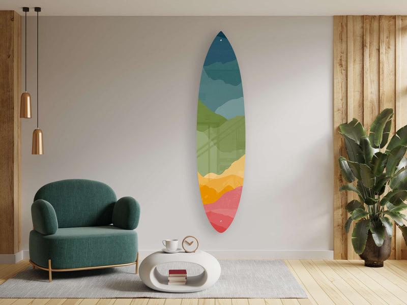 Hills Pattern Acrylic Surfboard Wall Art