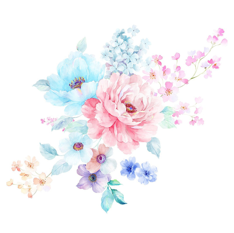 Blue and Pink Flowers Wallpaper