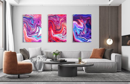 Purple and Pink  Decor Set of 3 Prints Modern Wall Art Modern Artwork