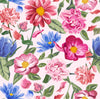 Stylish Modern Pink and Blue Flowers Wallpaper
