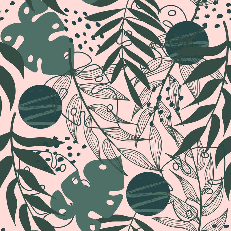 Modish Green Leaves Pattern Wallpaper Tasteful