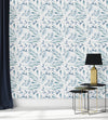 Contemporary Blue Leaves Wallpaper Chic