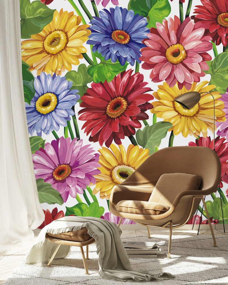 Stylish Brightly Floral Contemporary Wallpaper
