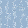 Blue Wallpaper with White Leaves