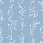 Blue Wallpaper with White Leaves