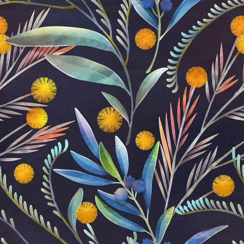 Stylish Leaves on Dark Wallpaper Vogue