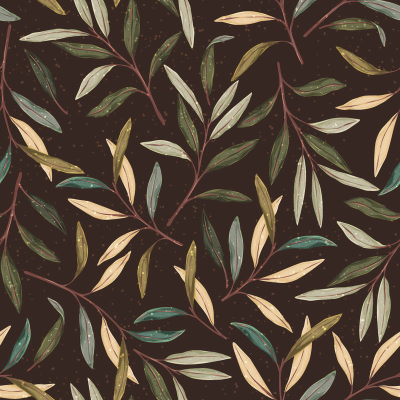 Voguish Dark Leaves Pattern Wallpaper Smart