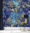 Dark Blue and Gold Floral Wallpaper