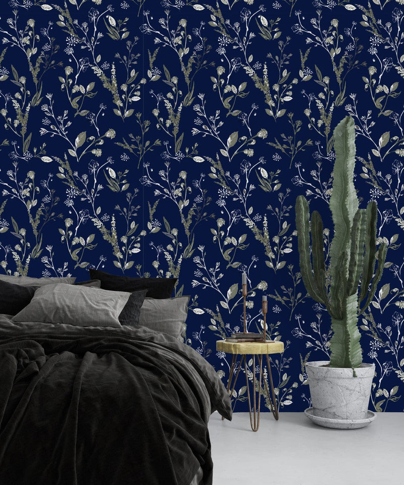 Wildflowers on Dark Background Wallpaper