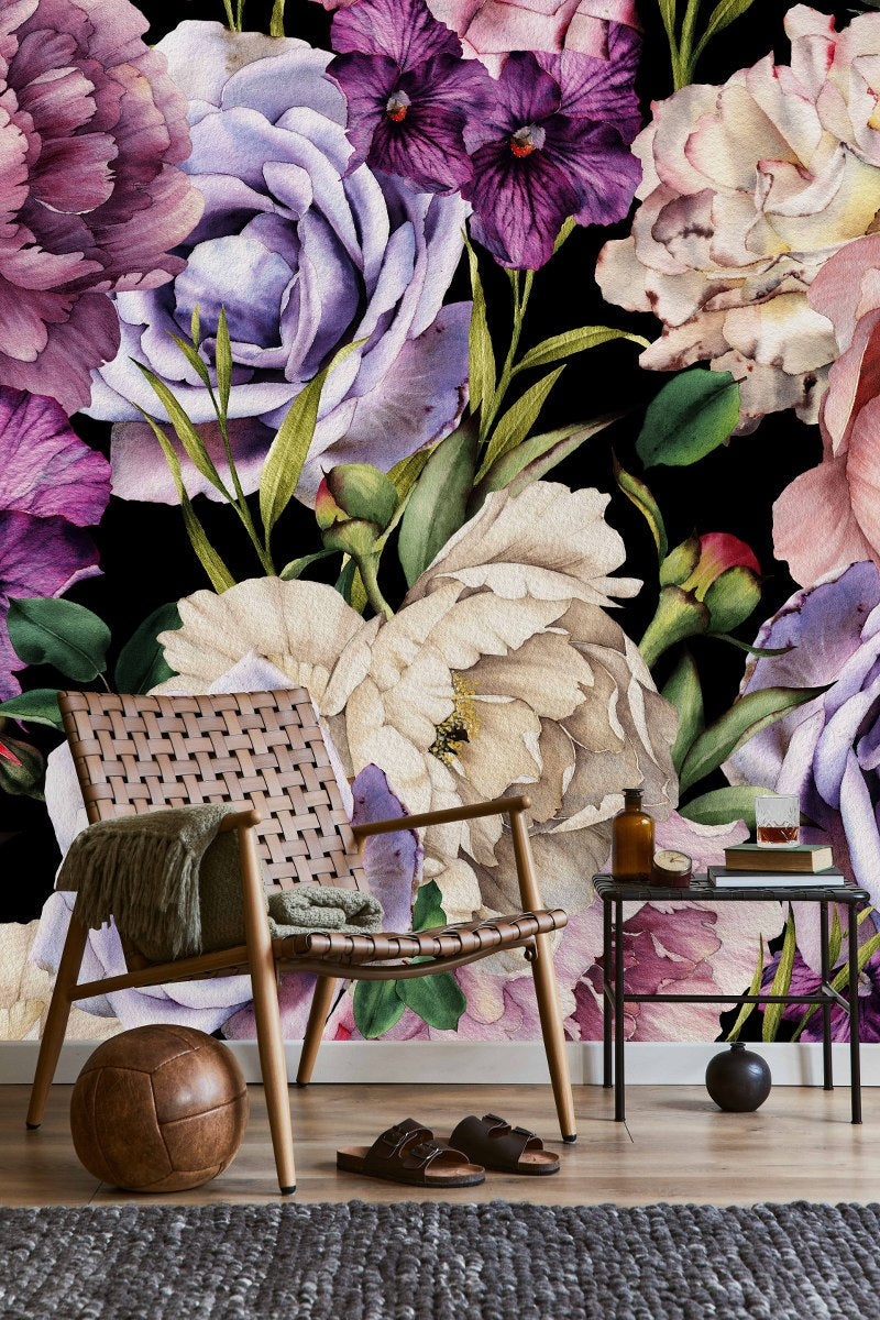 Peonies and Roses Wallpaper