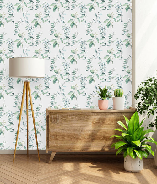 Contemporary Green Leaves Wallpaper Tasteful Select