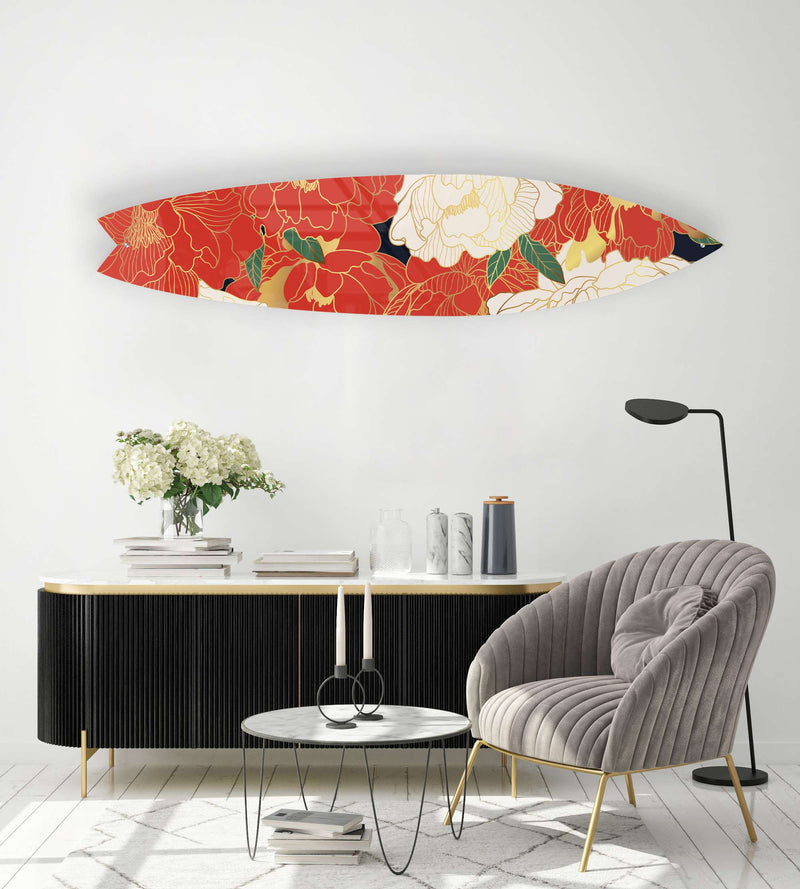 Vintage Eastern Style Acrylic Surfboard Wall Art