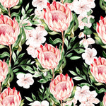 Contemporary Modern Dark Wallpaper with Protea