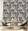 Modish Green Leaves Pattern Wallpaper Tasteful