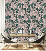 Modish Green Leaves Pattern Wallpaper Tasteful