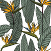 Palm Leaves with Exotic Flowers Wallpaper
