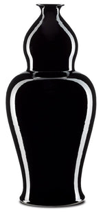 Currey and Company Imperial Black Large Elongated Double Gourd Vase 1200-0228